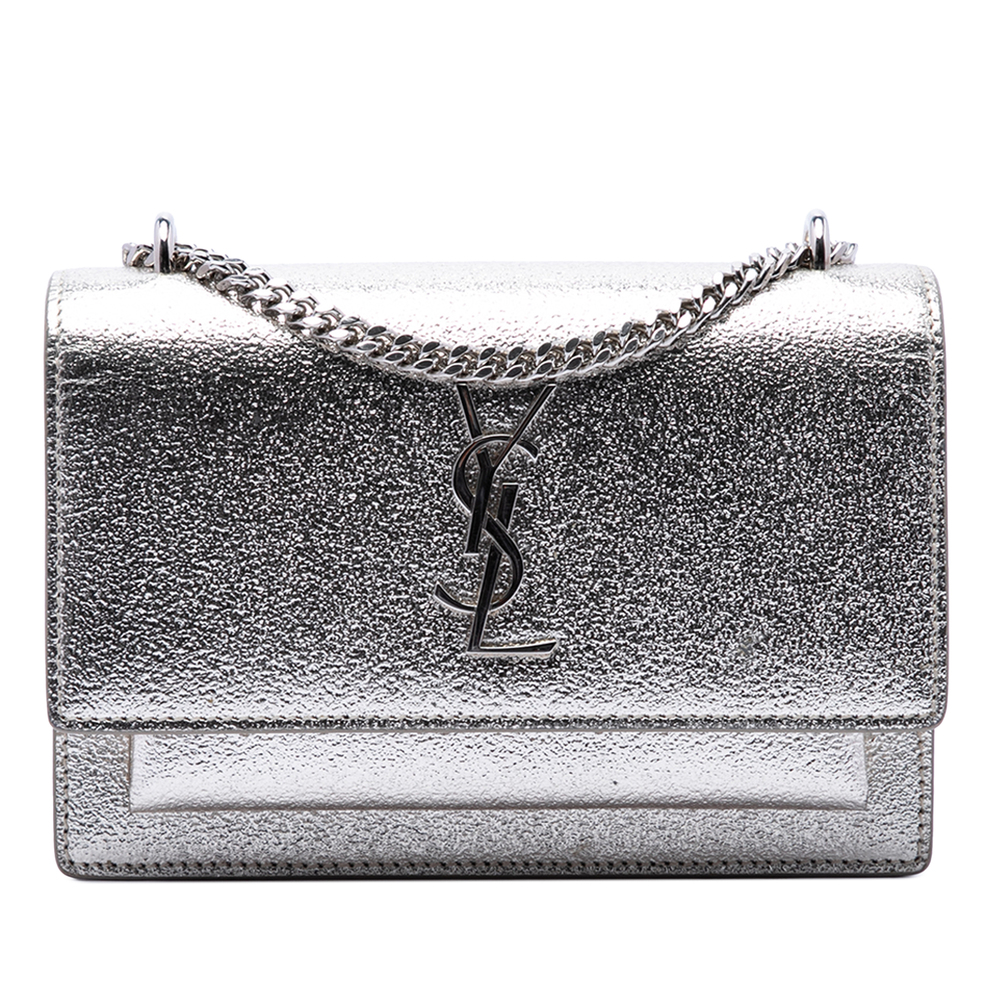 Pre-Loved Saint Laurent Mini Metallic Calfskin Monogram Sunset Wallet on Chain